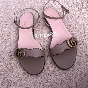 Authentic Gucci Marmont GG flat sandals taupe 36.5